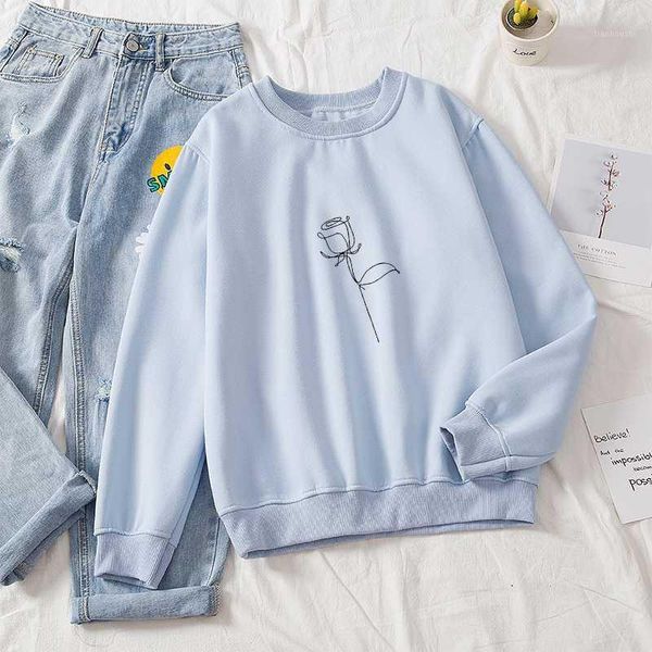 

autumn streetwear rose flower sweatshirts cotton hoodies pullovers fashion harajuku winter hoodie women oversized sweatshirt1, Black