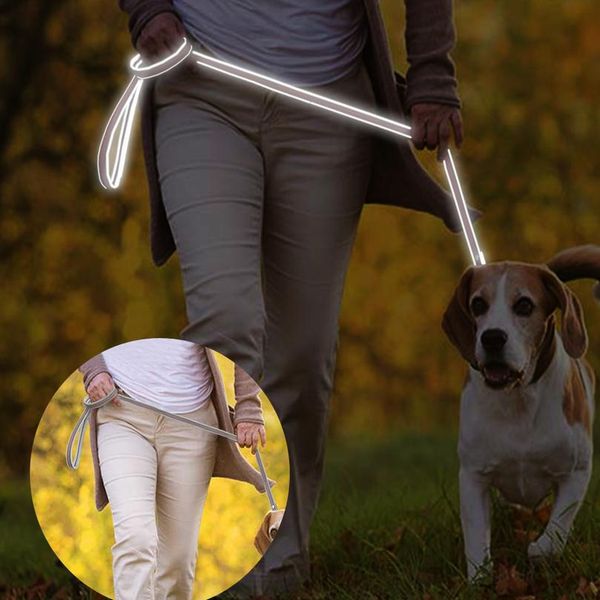 

4ft leather dog leash reflective pet dog puppy walking running lead leashes for small med bbyjsu