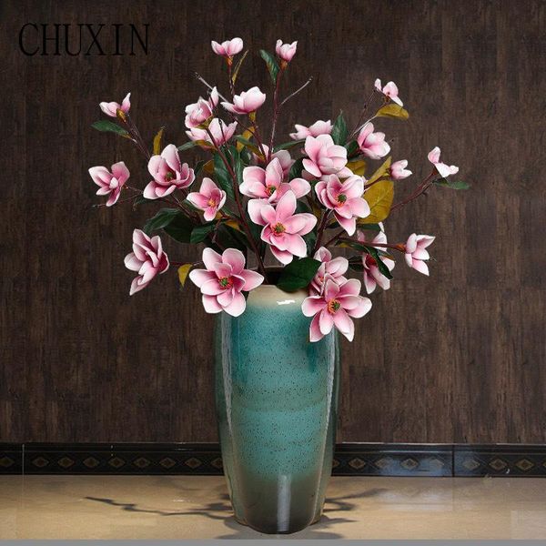 

diy artificial eva foam magnolia flowers decorative fake flower bouquet for home l office party decor accessories 100cm