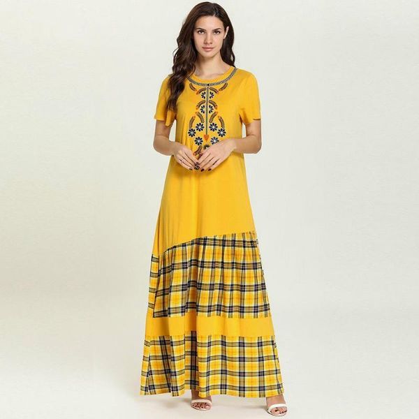 

arab dress plus size nightgown patchwork sleepwear nightdress short sleeve emboridary sleepwear turkey elegant casual robe femme1, Black;red