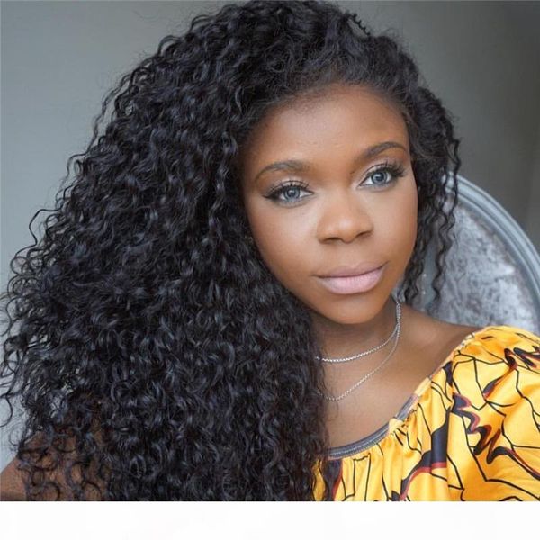 

glueless lace front human hair wigs for women curly black color human hair wigs with short remy baby hair full end, Black;brown