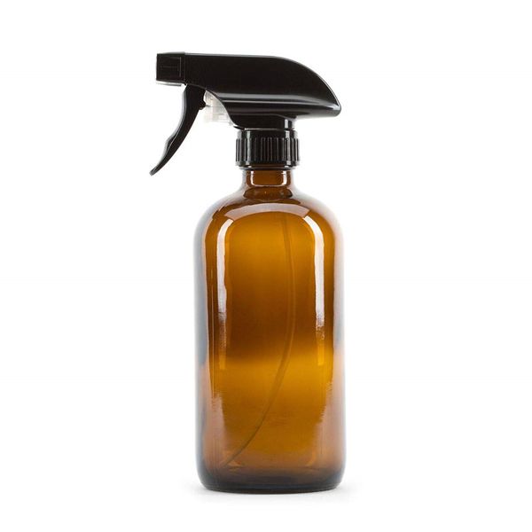 Laborbedarf, 500 ml, bernsteinfarbene Glas-Sprühflasche mit schwarzem Auslöser, 473 ml, rund, robust, brauner Wassersprüher, unverzichtbar
