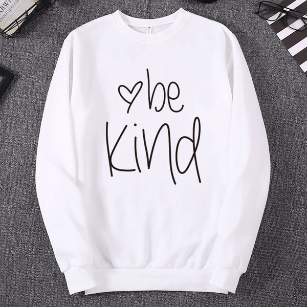 

2021 new women sweatshirt soft spring autumn letters be kind print sportswear long sleeve o-neck pullover ladies casual fashion outerwear n6, Black
