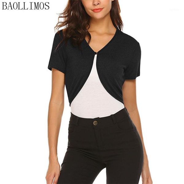 

2019 new basic coats woman short sleeve solid color short sweaters cardigan fashion jacket casual knitting outwear1, Black;brown