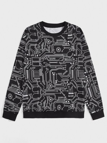 

romwe guys letter graphic sweatshirt n3xv#, Black