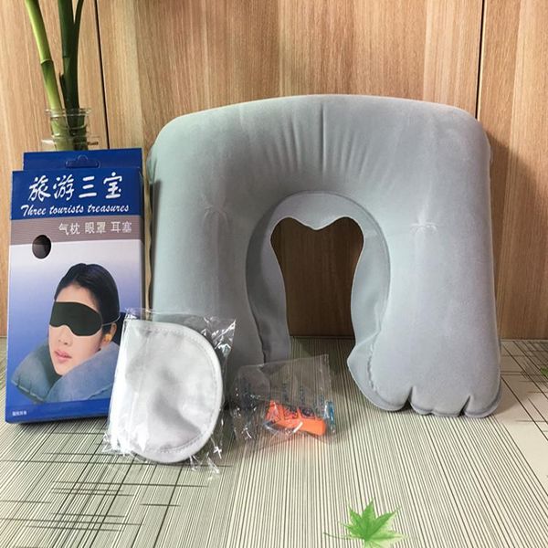 

pillow pvc flocking u-shaped inflatable travel thickening flight neck