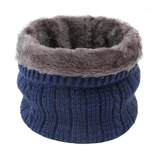 

winter hiking cycling scarf with faux fur knit neck warmer soft thick circle loop scarves for women men1, Black