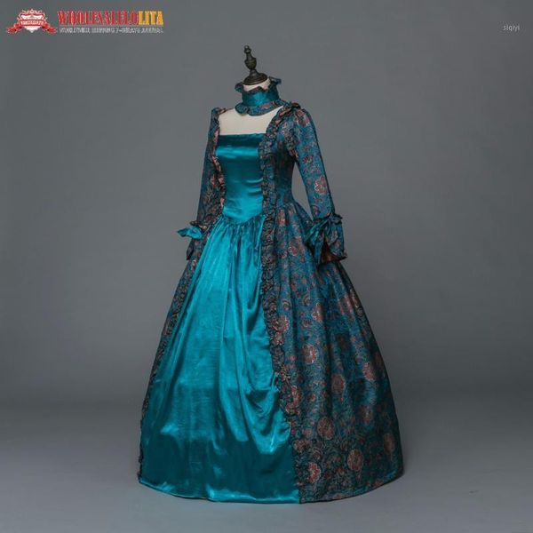 

gothic period medieval dresses renaissance brocade dress gown steampunk reenactment women clothing1, Black;red