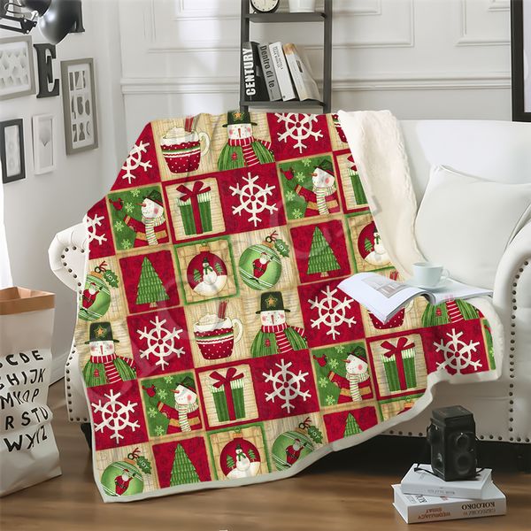 

cloocl factory wholesale christmas tree cute santa claus blankets 3d print double layer sherpa blanket on bed home textiles dreamlike style