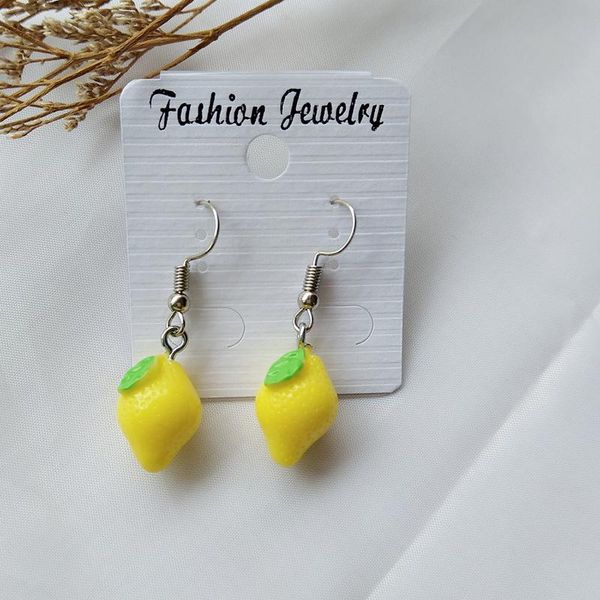 

dangle & chandelier unique 3d mini lemon banana strawberry cherry earrings acrylic sweet fruit jewelry party gift for friend cute drop, Silver