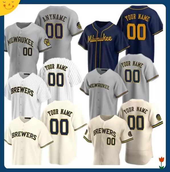 

22 christian yelich brewers jersey 19 robin yount 53 brandon woodruff 12 justin smoak 7 eric sogard keston hiura lorenzo custom jerseys, Blue;black