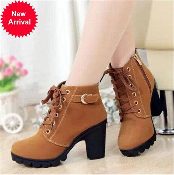 

2021 new women's shoes thick ladies ankle high heels, rubber platform, snow boots ptbs, Black