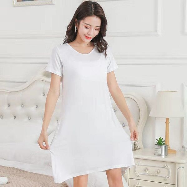 

new female fashion modal 2021 style for elastic loose big swing house wear short sleeve dress ivhj, Black;gray