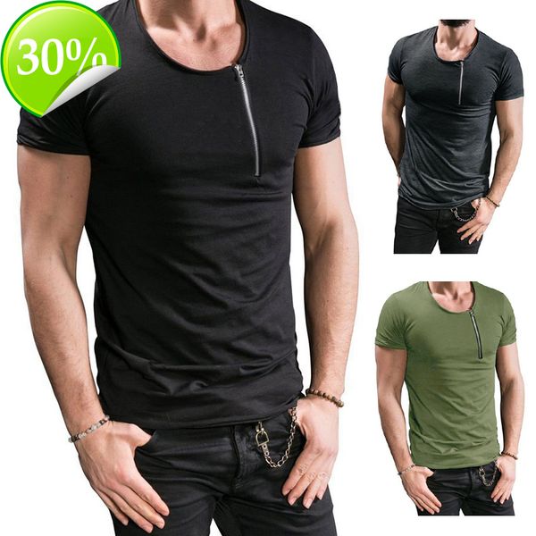 

mens zipper designer tshirts summer solid color short sleeved tees hombres s5ct, White;black