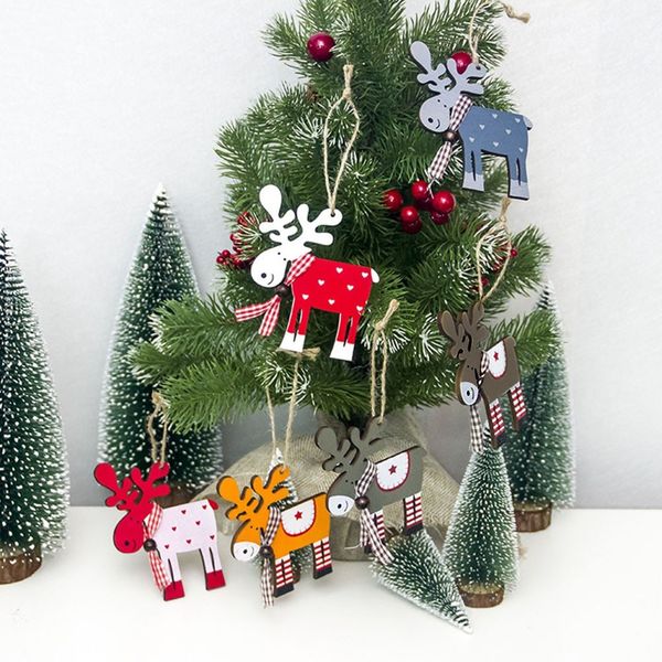 

painted wood elk pendant christmas tree decoration xmas decor deer ornaments fashionable and stylish design para el hogar