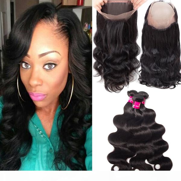 

8a brazilian virgin hair straight & body wave with 360 full lace closure peruvian indian malaysian cambodian remy human hair weaves bundles, Black;brown