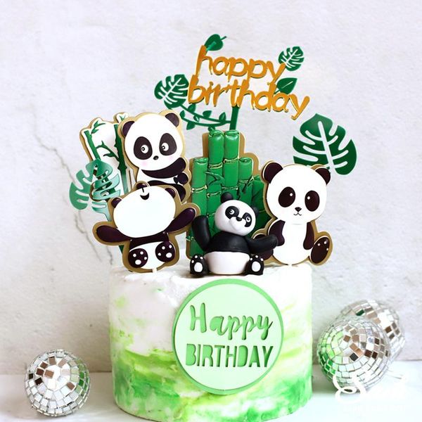 

ins panda cake ers bamboo turtle leaf decoration happy birthday for children's day boy girl party supplies baking cute gifts