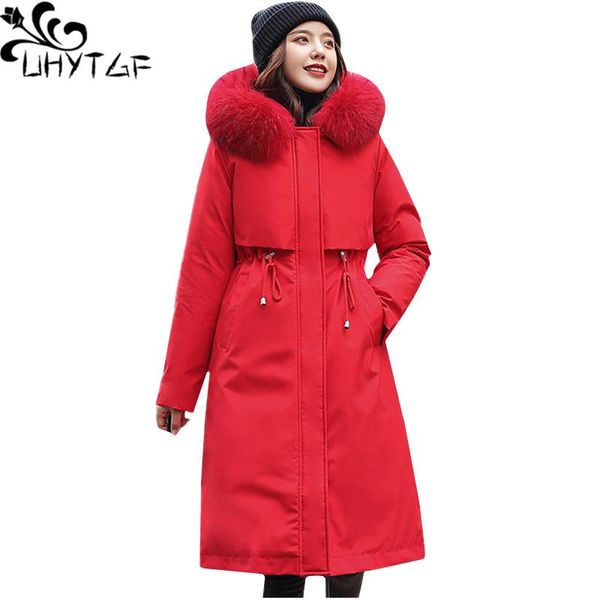 

women's down & parkas uhytgf parker women fashion fur collar hooded cold protection warm winter cotton coat mid-length casual 4xlplus s, Black