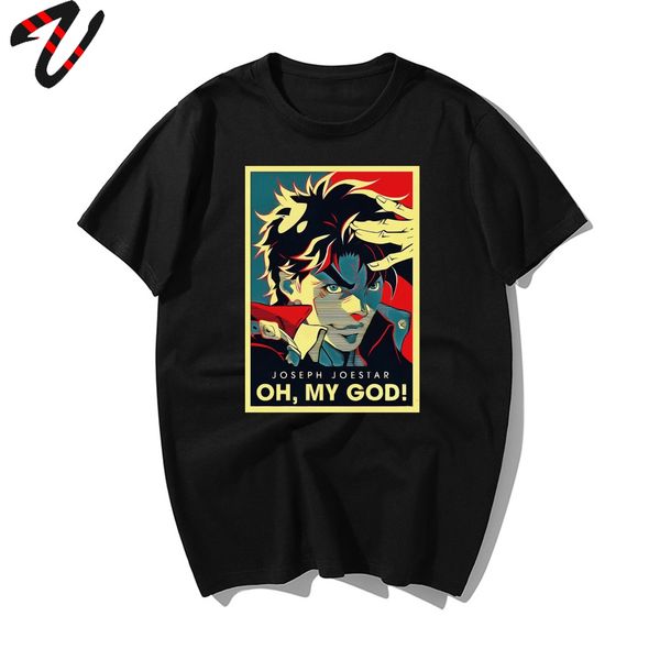 

summer cool jojo bizarre adventure vintage joestar joseph oh my god letter fashion casual shortsleeve hooded sweatshirt hoodie men t shirt