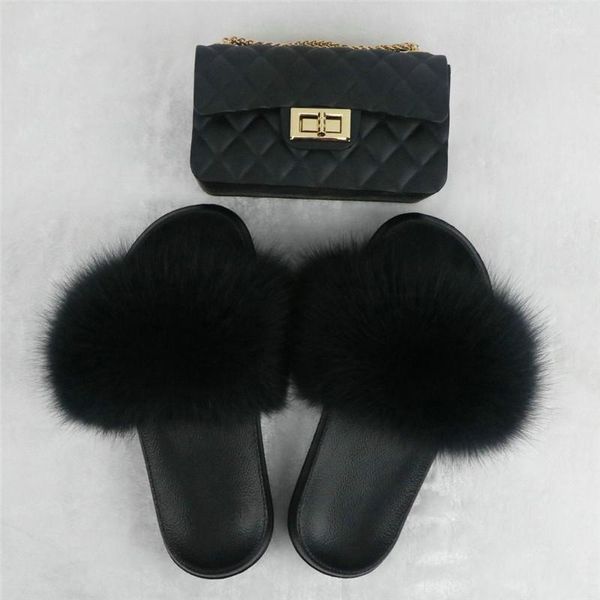 

slippers 100%fur wommens fashion real fur summer and autumn indoor, Black