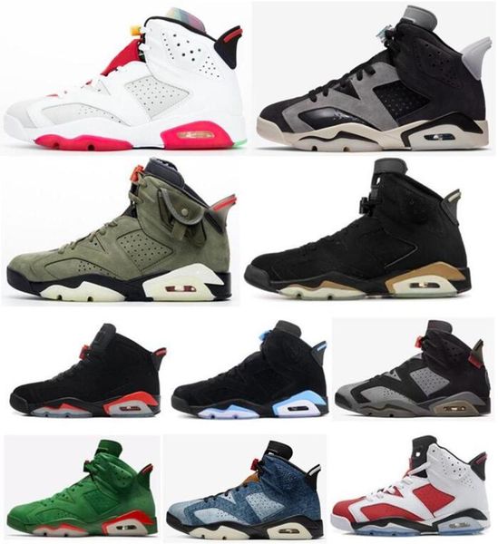 

mens new 6 6s hare tech chrome dmp travis scotts washed denim bred black infrared paris basketball shoes sports sneakers