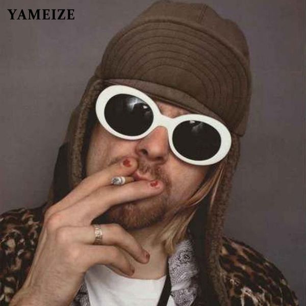 

yameize 2020 nirvana kurt cobain glasses oval sunglasses ladies trendy vintage retro sunglasses eyewear uv, White;black