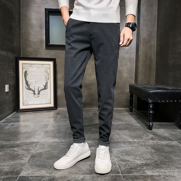 

мужские случайные брюки случайные 2020 зима новый корейский slim fit шерстяного мужские брюки осень и зима молодёжные толстые и универсальны, Blue