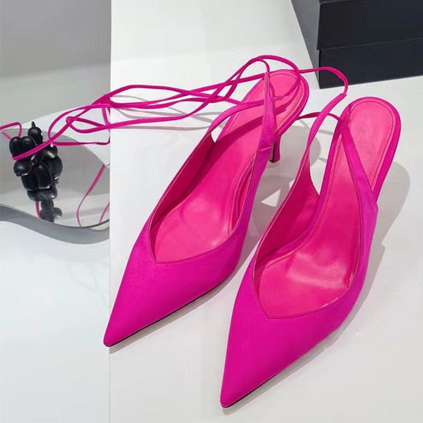

pointed toe simple high heel pumps women shoes spring summer new solid colors ankle strappy sandals wedding bride shoes, Black
