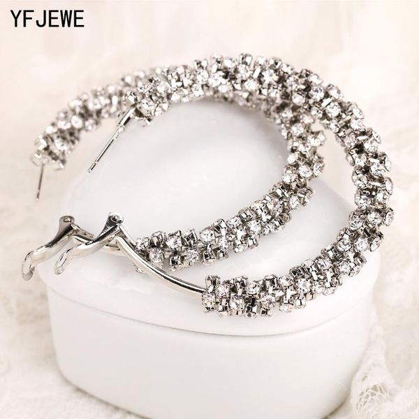 

hoop & huggie yfjewe 2021 fashion ladies loop earring round-shape with brilliant austrian crystal earrings for women wedding gifts #e006, Golden;silver