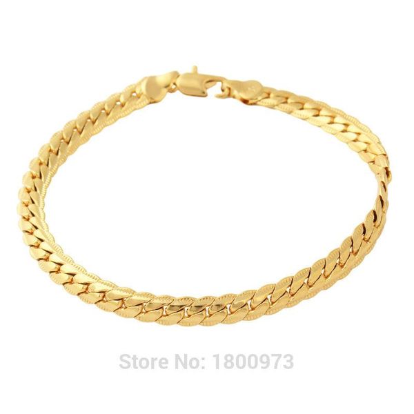 

. gold folled plated bracelet for men jewelry gift wholesale new trendy 6mm wide chain & link bracelet shiiping, Black