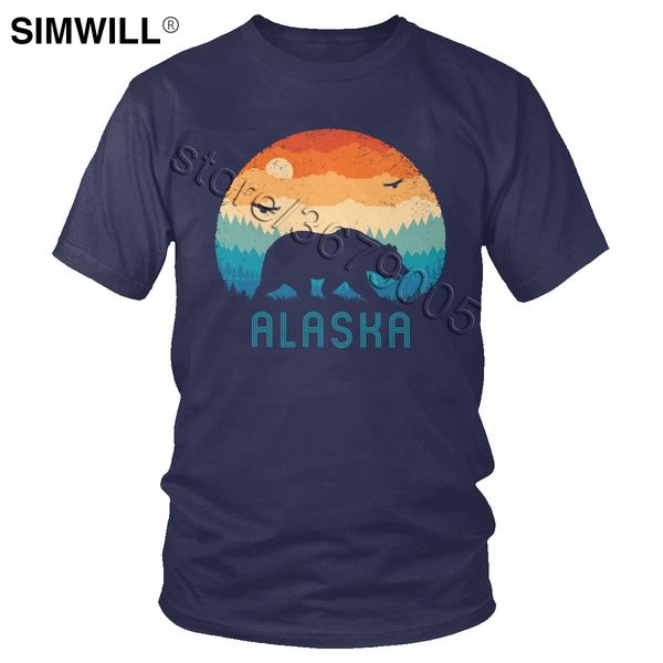 

sport retro bear t shirt men's unique short sleeves cotton tees fashion alaska forest t-shirt big size graphic print summer gift