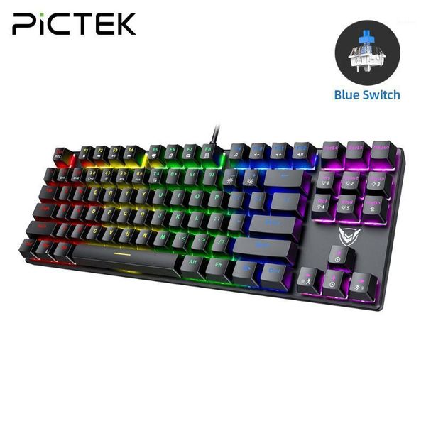 

pictek pc244 mechanical keyboard 87 keys blue switch gaming keyboard with full anti-ghosting customizable backlit for pc gamer1