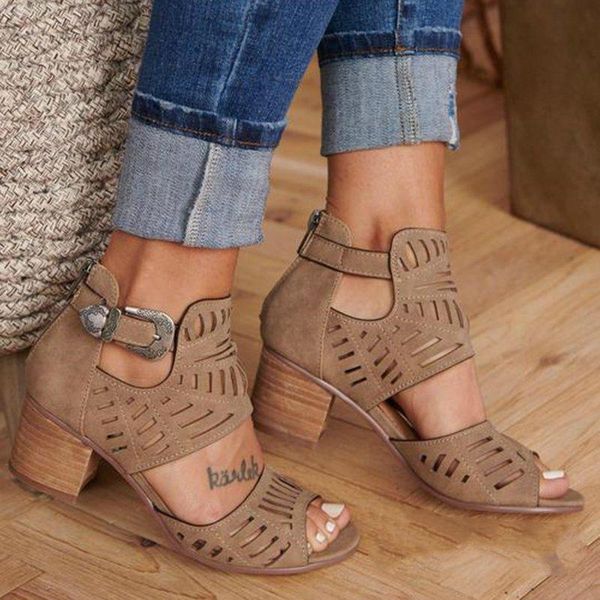 

women sandals high heel gladiator buckle strap fashion shoes woman sandalias mujer 2021 summer ladies plus size 43, Black