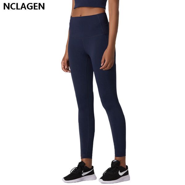

yoga pants with pockets gym fitness leggings women high waist two-sided sport workout sportswear squat proof tights nclagen 201202, Black