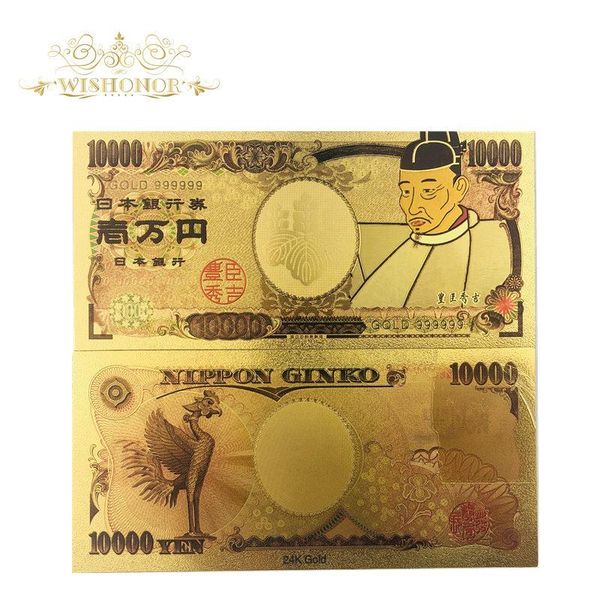 

10pcs lot lucky 888 color japan banknote 1 billion yen banknotes in 99.9 gold plated fake paper money for collection bbyidf homebag