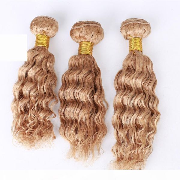 

indian virgin human hair #27 honey blonde weave extensions deep wave 3pcs light brown human hair bundles deals loose deep wave wefts, Black