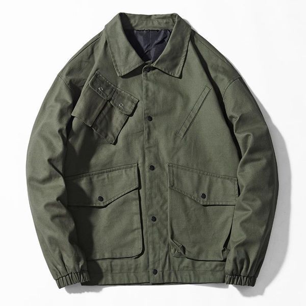 

2020 new arrivals men's jackets spring autumn cotton jacket coat multi-pocket casual safari style trend outerwear male clothes1, Black;brown