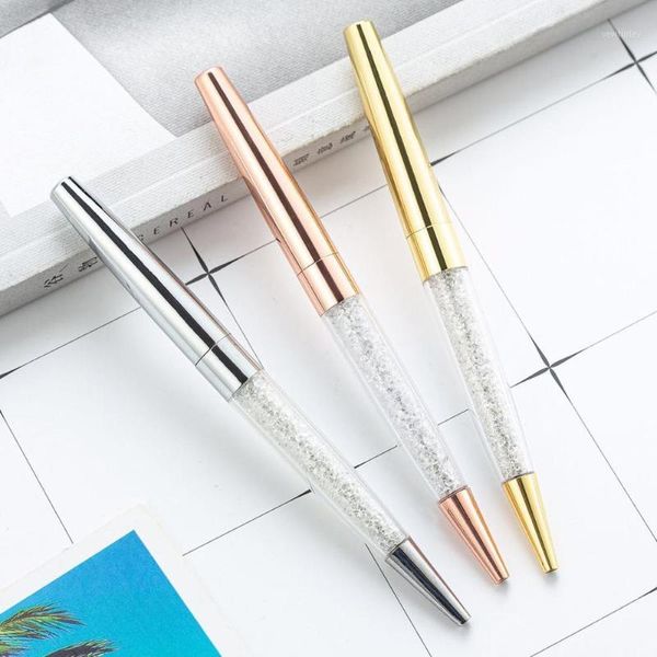 3 pcs diamante cristal ballpoint caneta anel de casamento de casamento 0.7mm personalidade personalidade logotipo de papelaria para o metal presente1