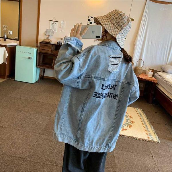 

women denim jacket oversize pocket blue turn down collar1, Black;brown