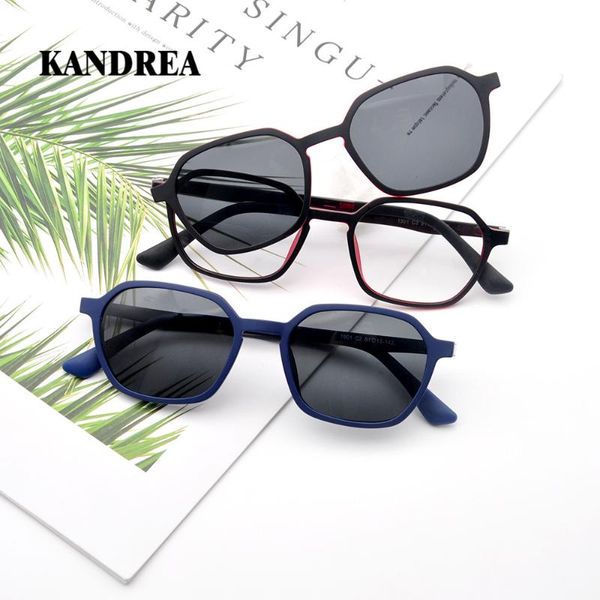 

kandrea 2020 spring women sunglasses square magnetic clips eyeglasses frame fashion men sun glasses driving dual purpose eyewear, White;black
