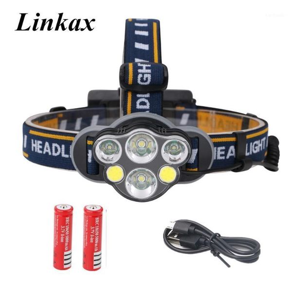 

headlamps est rechargeable 6000lm cree xm-t6 led cob xpe headlight usb camping fishing head lantern with 18650 cable1