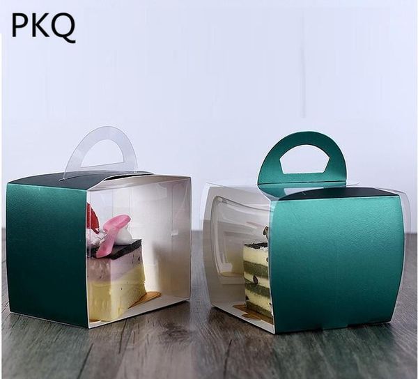 

gift wrap 20pcs transparent pvc window cake boxes kraft paper box packaging wedding favors candy1