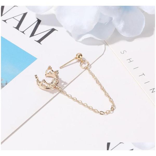 

s1171 fashion jewelry single piece chain earring crown lo sqcsvy beauty888, Golden;silver