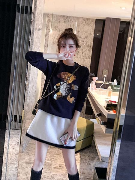 

large women's clothing new autumn and winter sweater suit in 2020, Black