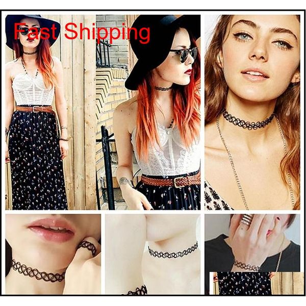 

tattoo rainbow chokers necklace vintage necklaces stretch henna gothic punk elastic women's jewelry qylndg bde_home, Silver