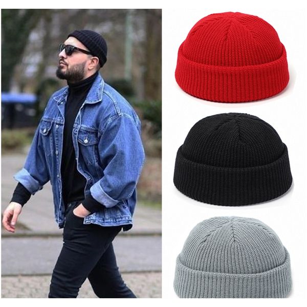 

knitted hats for women skullcap men beanie hat winter retro brimless baggy melon cap cuff docker fisherman beanies hats for men f wmtmtj