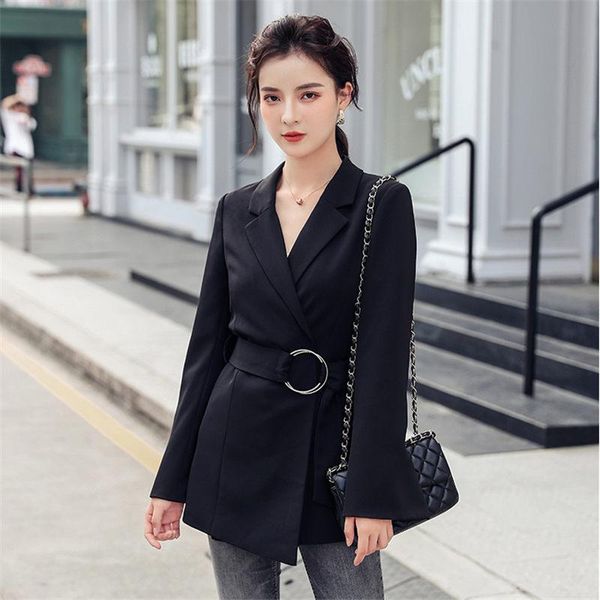 

hzirip black retro stylish single-button sashes 2020 chic slender office lady all match large size blazers, White;black
