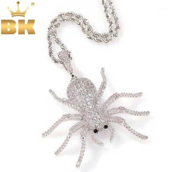 

the bling king spider pendant necklaces hiphop chain bling cubic zirconia men women gift fashion jewelry drop shipping1, Silver