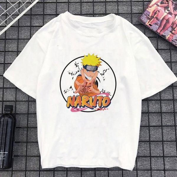 

summer naruto t shirt women harajuku japanese fun cartoon print fashion t-shirt breathable hipster hip hop tshirt drop ship, White