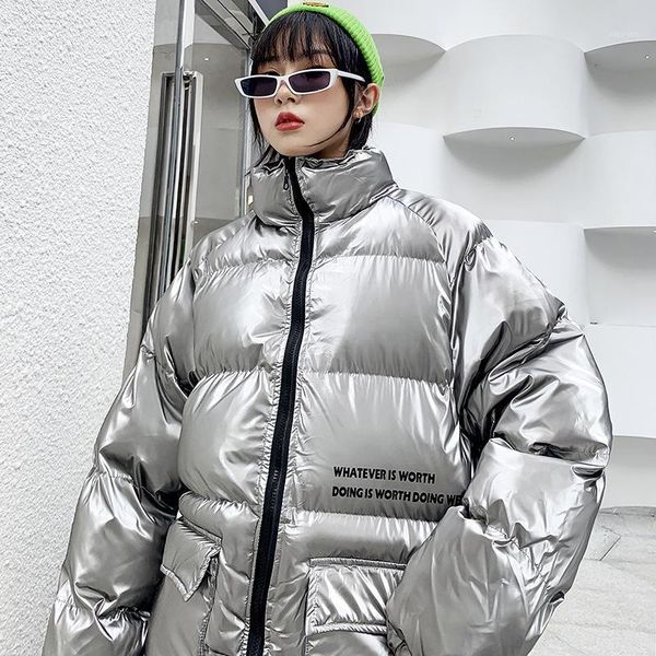 

plus size women puffer jacket and padded coat for women 5xl winter clothes korean fashion trends ladies waterproof bright jacket1, Black